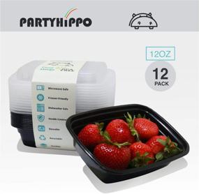 img 2 attached to 🎉 PARTY HIPPO Small Meal Prep Containers: 12 OZ 12-Pack, BPA-Free, Stackable, Reusable Lunch Boxes - Microwave/Dishwasher/Freezer Safe, Portion Control