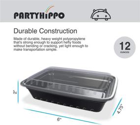 img 3 attached to 🎉 PARTY HIPPO Small Meal Prep Containers: 12 OZ 12-Pack, BPA-Free, Stackable, Reusable Lunch Boxes - Microwave/Dishwasher/Freezer Safe, Portion Control