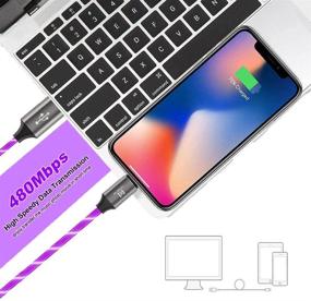 img 1 attached to 💡 Light Up LED iPhone Charger Cable - 6.6ft MFi Certified Fast Charging Cord for iPhone 12/11 Pro Max/XS/XR/X/8/7/6/5s (Purple)