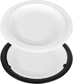 img 1 attached to 🍽️ Trenton Gifts 10-Inch Set of 12 Reusable Plastic Paper Plate Holders - Black/White, Ideal for Picnic Supplies