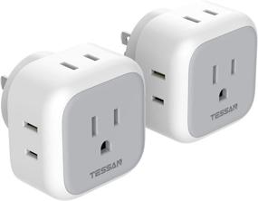img 4 attached to 🔌 TESSAN Multi Plug Outlet Extender: 2-Pack Power Expander with 4 Electrical Charger Cube Outlets - Perfect for Cruise Ship, Home Office, Dorm Essentials