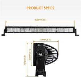 img 3 attached to 🚗 Auxbeam 32" Квадратная кривая светодиодная лампа - прожектор для бездорожья для Jeep Wrangler ATV SUV грузовик погрузчик поезда лодка