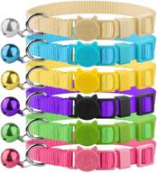 🐱 soft nylon cat collars with bell - colorful, adjustable & breakaway safety design, 6pcs/set logo