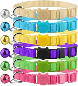 img 4 attached to 🐱 Soft Nylon Cat Collars with Bell - Colorful, Adjustable & Breakaway Safety Design, 6pcs/Set