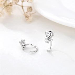 img 2 attached to 🦕 Dinosaur Hoop Earrings: 925 Sterling Silver Minimalist Animal Jewelry Gift for Women, Girls and Family