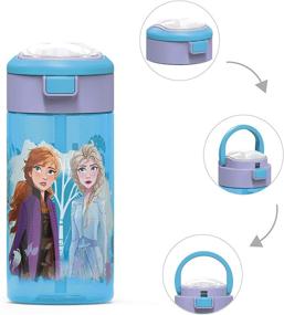 img 3 attached to Zak Designs Disney Frozen 2 Anna & Elsa Plastic Water Bottle - Durable, Interchangeable Lid, Carry Handle, Non-BPA, Leak-Proof Design - Ideal for Outdoor Sports (Frozen 2 Anna & Elsa)