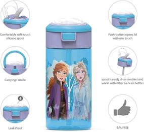 img 1 attached to Zak Designs Disney Frozen 2 Anna & Elsa Plastic Water Bottle - Durable, Interchangeable Lid, Carry Handle, Non-BPA, Leak-Proof Design - Ideal for Outdoor Sports (Frozen 2 Anna & Elsa)