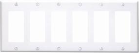 img 1 attached to Leviton 80436-W 6-Gang Decora/GFCI Wallplate, Standard Size, Thermoset, Device Mount, White