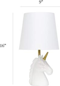 img 2 attached to Add a Touch of Magic to Your Space with the Simple Designs LT1078-WHT Sparkling Matte Unicorn Table Lamp