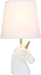 img 3 attached to Add a Touch of Magic to Your Space with the Simple Designs LT1078-WHT Sparkling Matte Unicorn Table Lamp