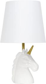 img 4 attached to Add a Touch of Magic to Your Space with the Simple Designs LT1078-WHT Sparkling Matte Unicorn Table Lamp