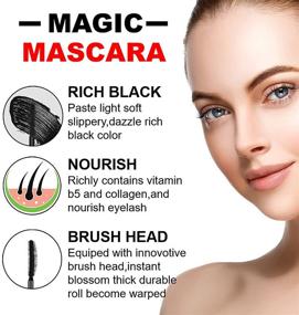 img 1 attached to 👁️ 4D Silk Fiber Lash Mascara Черный - Водонепроницаемая объемная и удлиняющая тушь для драматических ресниц, долговременные жидкие наращивания ресниц