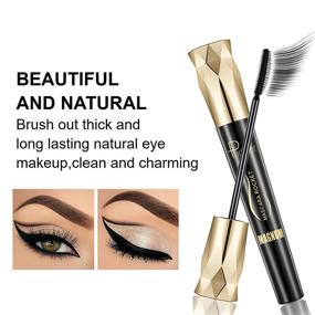 img 3 attached to 👁️ 4D Silk Fiber Lash Mascara Черный - Водонепроницаемая объемная и удлиняющая тушь для драматических ресниц, долговременные жидкие наращивания ресниц