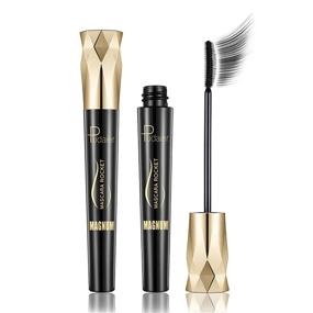 img 4 attached to 👁️ 4D Silk Fiber Lash Mascara Черный - Водонепроницаемая объемная и удлиняющая тушь для драматических ресниц, долговременные жидкие наращивания ресниц