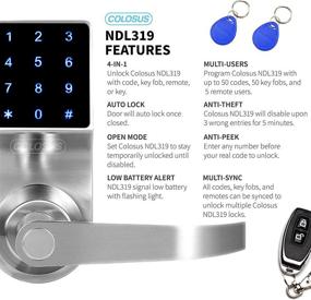 img 1 attached to 🔒 Colosus NDL319: Keyless Electronic Door Lock with Smartcode Security and Keypad – Grant, Control Access for Home, Office, Rental Property, Gym (Silver - 4 Key Fobs)