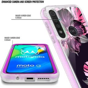 img 1 attached to 🌸 Чехол E-Began Moto G Power с встроенным защитным экраном: Полностью охватывающий ударопрочный защитный бампер - Фиолетовый Лилия с дизайном цветков | Прочный чехол для Motorola G Power (2020)