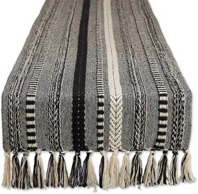 img 4 attached to 🏠 DII Farmhouse Braided Stripe Table Runner - Classic 15x72 Black Design