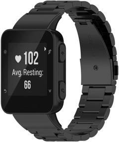 img 4 attached to 🔗 TenCloud Solid Stainless Steel Wristband for Garmin Forerunner 35/30 Smartwatch - Metal Watch Band Compatible with Forerunner 35 - Black