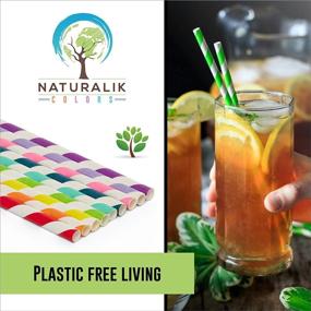 img 1 attached to 🌱 Naturalik 300-Pack Biodegradable Paper Straws - Extra Durable & Multicolor Mix for Juices, Restaurants, and Party Decorations, 7.7" - Premium Paper Straws Bulk