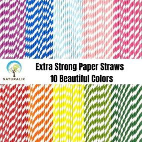 img 3 attached to 🌱 Naturalik 300-Pack Biodegradable Paper Straws - Extra Durable & Multicolor Mix for Juices, Restaurants, and Party Decorations, 7.7" - Premium Paper Straws Bulk
