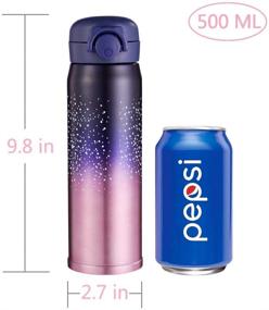 img 2 attached to 🌌 Stay Hydrated in Style with Starry Sky Water Bottle Thermoses: Insulated Vacuum Cups for Hot and Cold Drinks, Leak-proof and BPA Free Flask, Perfect for Boys and Girls School Kids, Indoor and Outdoor Sports (17 oz Pink)