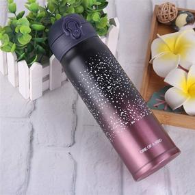 img 3 attached to 🌌 Stay Hydrated in Style with Starry Sky Water Bottle Thermoses: Insulated Vacuum Cups for Hot and Cold Drinks, Leak-proof and BPA Free Flask, Perfect for Boys and Girls School Kids, Indoor and Outdoor Sports (17 oz Pink)