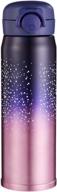 🌌 stay hydrated in style with starry sky water bottle thermoses: insulated vacuum cups for hot and cold drinks, leak-proof and bpa free flask, perfect for boys and girls school kids, indoor and outdoor sports (17 oz pink) логотип