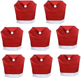 img 4 attached to 🎅 8pcs Santa Claus Red Hat Chair Back Cover Slipcovers for Christmas Dinner Table Party Festive Decoration by Mehome