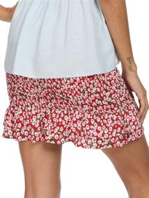 img 3 attached to 🌸 Feminine Elegance: Women's Floral Shirred Ruffled Mini Skirt