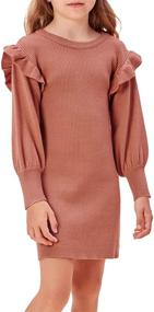 img 4 attached to 👗 Danna Belle Sweater Sleeve Apricot Dresses for Girls' Clothing