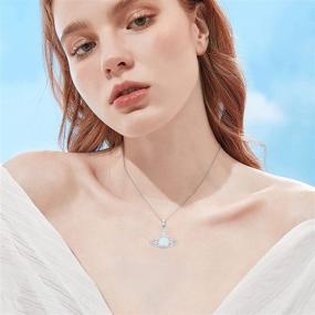 img 3 attached to Stunning Opal Saturn Planet Necklace - S925 Sterling Silver Pendant for Women, Girls, and Teens - Aesthetic Jewelry Gift