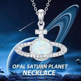 img 2 attached to Stunning Opal Saturn Planet Necklace - S925 Sterling Silver Pendant for Women, Girls, and Teens - Aesthetic Jewelry Gift