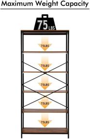 img 1 attached to 📚 Modrine 5 Shelf Bookcase: Industrial Style Tall Bookshelf for Vintage Standing Storage and Display