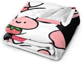 img 3 attached to 🍓 Staradora Strawberry Cow Pattern Flannel Blankets: Soft, All-Season Comfort for Kids - Ideal for Air-Conditioned Rooms, Sofas, Cinemas, and Outdoor Picnics (White, 50"x40")