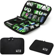🎒 black portable electronics accessories organizer bag, travel case for tech gear, phone accessories, headphone earphone cable storage logo