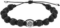 🖤 black lava stone bracelet in rose - annie leblanc girls jewelry with adjustable stone beads logo