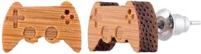 img 2 attached to 🎮 Wooden Stud Earring Set for Game Lovers: 3 Exquisite Designs with Elegant Wood Box