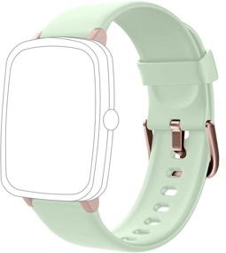 img 4 attached to 🌿 Silicone Replacement Bands for YAMAY SW021 SW023 ID205L ID205U ID205S Smart Watch - Mint Green