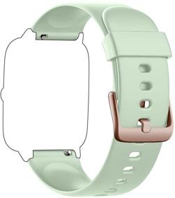 img 2 attached to 🌿 Silicone Replacement Bands for YAMAY SW021 SW023 ID205L ID205U ID205S Smart Watch - Mint Green