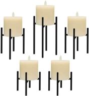 🕯️ smtyle christmas candle holders set of 5: stylish candelabra for fireplace accessories - black iron, 3.5" diameter, perfect for pillar led candles logo