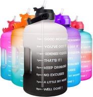 💧 quifit 1 gallon water bottle: leak-proof, bpa free, with straw & motivational time marker - reusable gym sports outdoor large capacity (128oz/73oz) water jug логотип