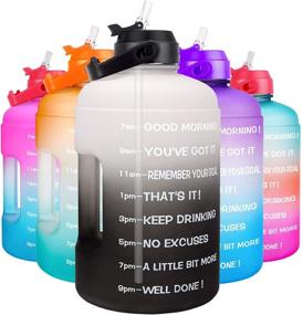 img 4 attached to 💧 QuiFit 1 Gallon Water Bottle: Leak-Proof, BPA Free, with Straw & Motivational Time Marker - Reusable Gym Sports Outdoor Large Capacity (128OZ/73OZ) Water Jug