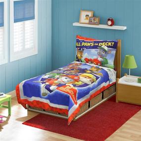 img 1 attached to 🐾 Paw Patrol All Paws on Deck Toddler Bedding Set - Quilted Comforter, Fitted Sheet, Top Sheet, and Pillow Case Bundle