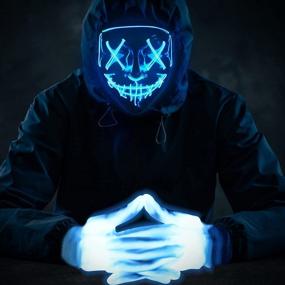 img 3 attached to 🎃 LED Light Up Halloween Costume: Max Glow Mask with Glowing Gloves - Scary Lighting Modes, Hacker Cosplay, Lighted Face Masks