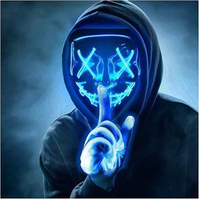 img 4 attached to 🎃 LED Light Up Halloween Costume: Max Glow Mask with Glowing Gloves - Scary Lighting Modes, Hacker Cosplay, Lighted Face Masks