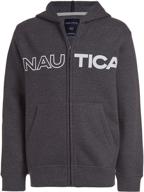 🧥 nautica fleece hoodie in rouge colorblock: stylish boys' clothing for fashion hoodies & sweatshirts logo