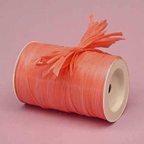 img 2 attached to 🎀 Coral Matte Raffia Ribbon 1/4" X 100 Yards - High-Quality Craft Ribbon by Paper Mart