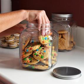 img 3 attached to Anchor Hocking 2-Quart Cracker Jars with Brushed Aluminum Lids - Set of 4: Stylish and Sturdy Storage Solution