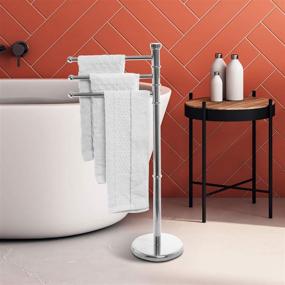 img 3 attached to 🧺 MyGift Modern Metal Freestanding Towel Rack with 3 Swivel Arms: Stylish and Functional Hand Towel Bar Stand