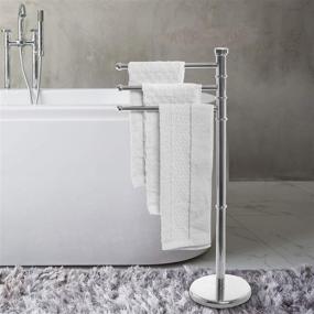 img 2 attached to 🧺 MyGift Modern Metal Freestanding Towel Rack with 3 Swivel Arms: Stylish and Functional Hand Towel Bar Stand